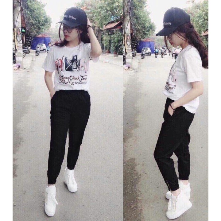 Quần jogger kaki khóa zip nữ | BigBuy360 - bigbuy360.vn