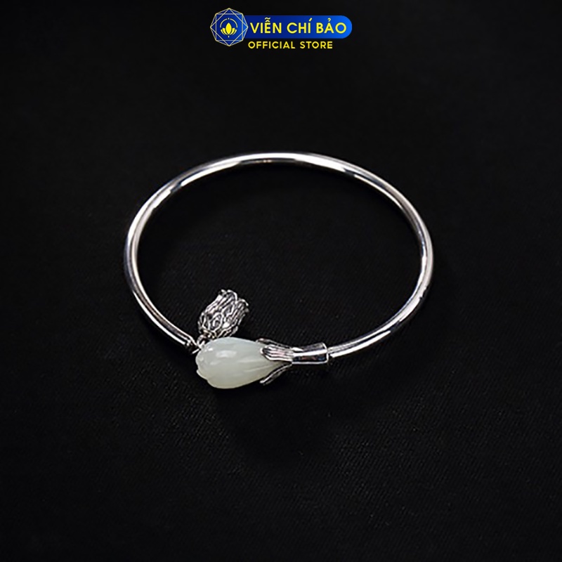 Kiềng tay bạc nữ hình hoa ngọc lan charm chuông bạc Thái 925 thời trang phụ kiện trang sức nữ Viễn Chí Bảo L000060