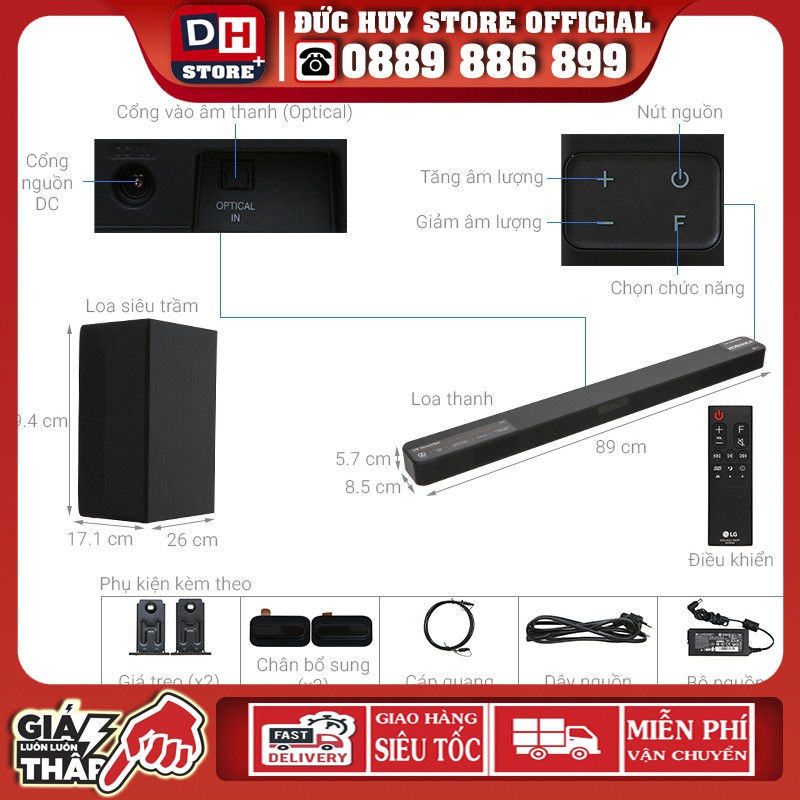 Loa thanh soundbar LG 2.1 SL4 300W