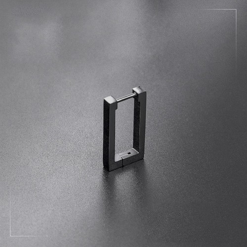 Bông Tai Nam Hình Chữ Nhật Titan Ko Đen TT 3079 - 1 Cái