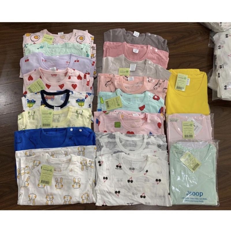 [90-140] Áo cotton giấy tay lỡ lửng cho bé gái trai xuất Hàn dư xịn