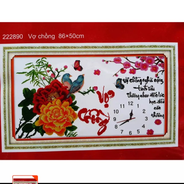 Tranh Thêu Đồng Hồ Vợ Chồng 222890