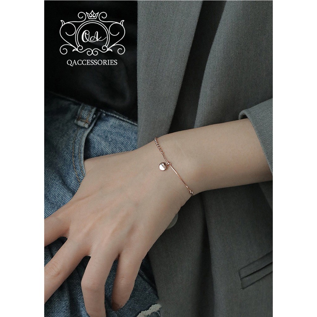 Vòng tay bạc lucky lắc tay bi bạc mặt chữ bất đối xứng LUCKY Bracelet S925 SO00 - KÈM ẢNH THẬT