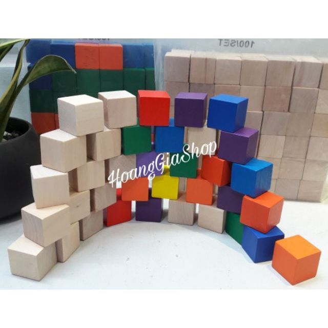 100 Khối gỗ vuông - Khối gỗ lập phương (cube) - loại 2.5cm