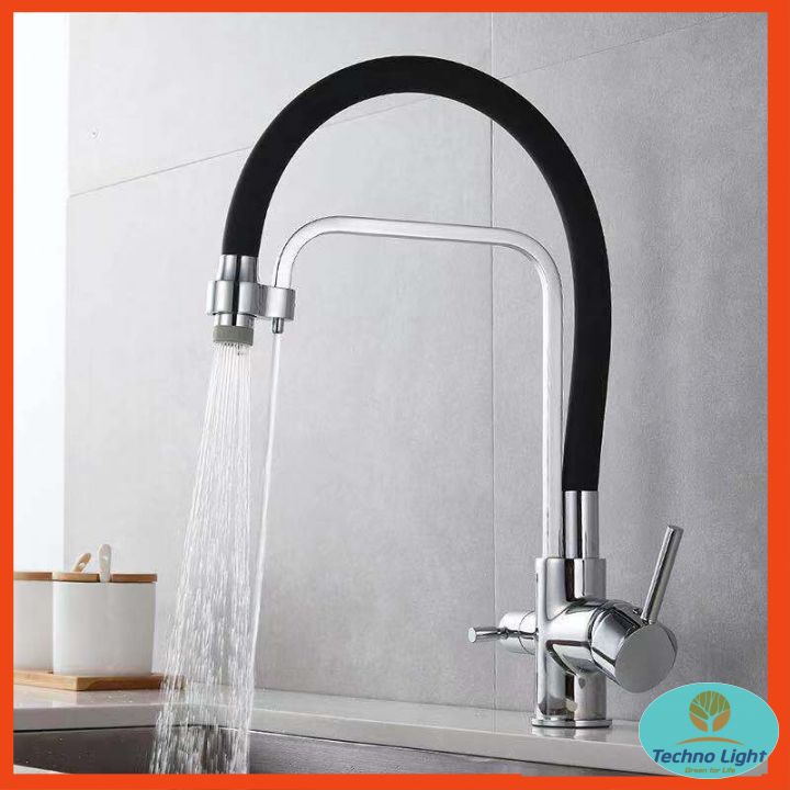 Vòi rửa bát 3 đường nước cần cao su non KOBESI - Chính hãng BH 3 năm