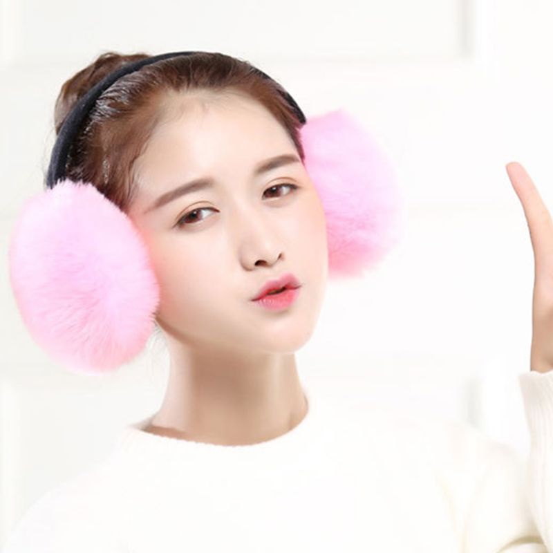 Bông Tai Lông Thỏ Nhân Tạo Màu Sắc Ngọt Ngào Thời Trang Mùa Đông Cho Nữ