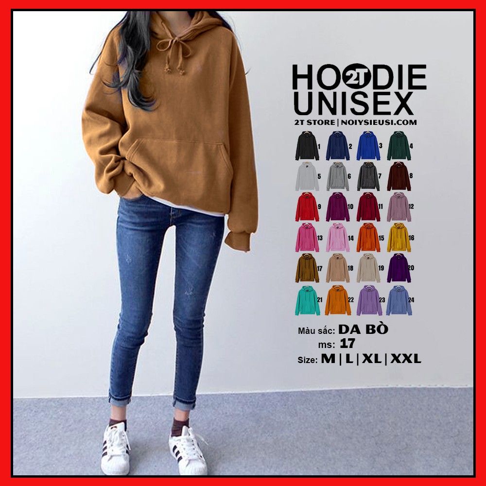 Áo hoodie unisex 2T Store H17 màu da bò - Áo khoác nỉ chui đầu nữ nón 2 lớp dày dặn chất lượng đẹp | WebRaoVat - webraovat.net.vn