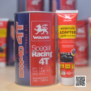 Combo dầu nhớt xe máy wolver special racing 4t 10w40 + xúc rửa động cơ wolver motor flush adapter