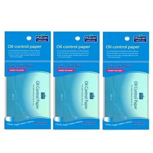 Combo 3 bộ giấy thấm dầu than hoạt tính Mayan Oil Control Paper 100 tờ