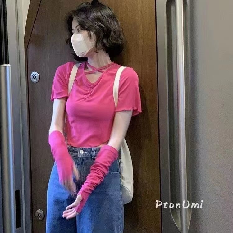 COZOK Áo Thun Tay Ngắn Cột Dây Thời Trang Hàn Quốc Dễ Phối Đồ