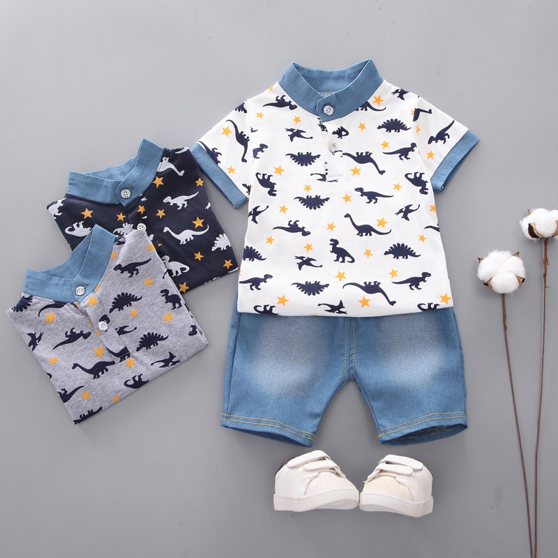 Set quần áo in hình khủng long dễ thương cho bé trai