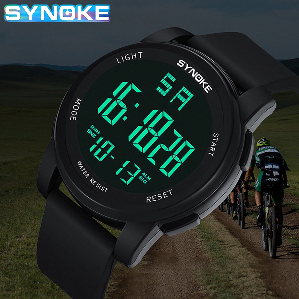 Đồng hồ nam SYNOKE Thời trang LED phát sáng không thấm nước Đồng hồ thể thao ngoài trời kỹ thuật số