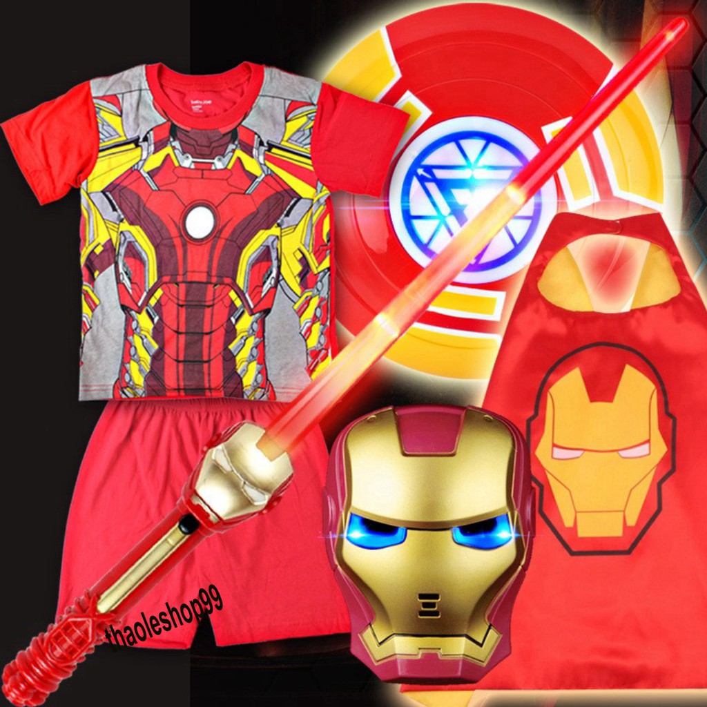 SET Siêu nhân 3D-Đồ siêu nhân cho bé-Set Áo choàng+mặt nạ+khiên+găng tay biệt đội siêu anh hùng cho bé trai/gái