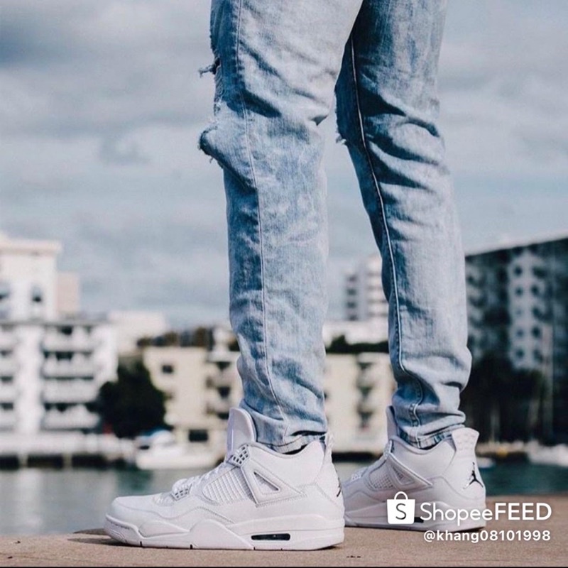 Giày Sneaker JORDAN 4 TRẮNG ĐẾ AIR TẶNG KÈM BỘ QUÀ TẶNG GIÁ TRỊ