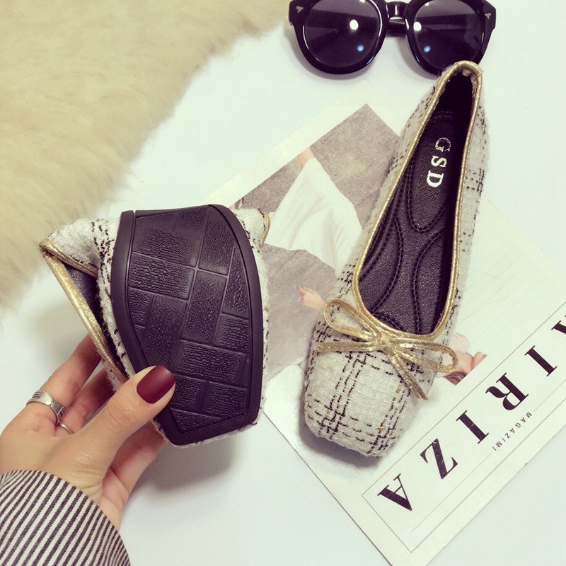 Giày Búp Bê Nữ Mũi Vuông Đính Nơ Xinh Xắn | BigBuy360 - bigbuy360.vn