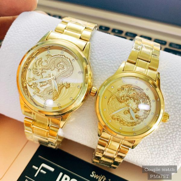 Đồng Hồ Cặp Nam Nữ FNGEEN Mặt Rồng Phượng Dây Vàng | BigBuy360 - bigbuy360.vn