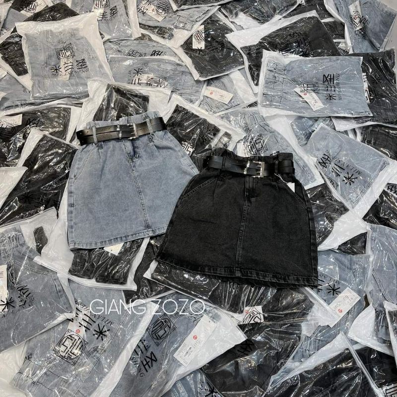 Chân váy jean kèm đai da hàng QCL1 | BigBuy360 - bigbuy360.vn