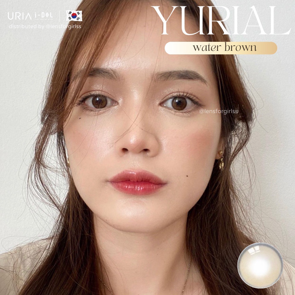 Kính áp tròng cao cấp hiệu ứng phủ bóng hot trend Yurial Water Brown chính hãng IDOL LENS | HSD 8-12 tháng | Lens cận