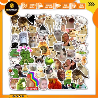 Set  50 Hình Sticker Meme dán mũ bảo hiểm dán sổ tay chống nước | Chất liệu PVC chống nước cắt sẵn từng hình STK113-50