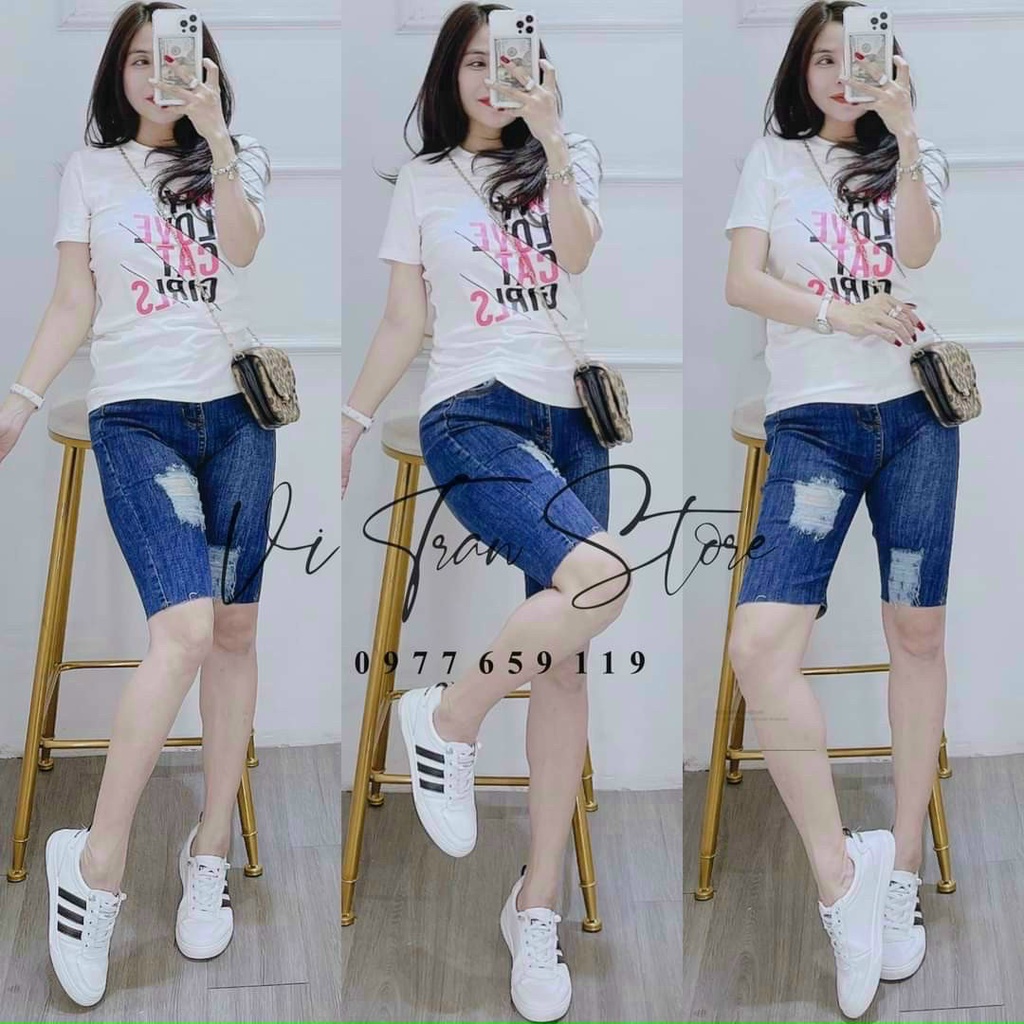 Quần ngố jean rách xước 2 bên cực hot  , chất jean dày dặn co giãn