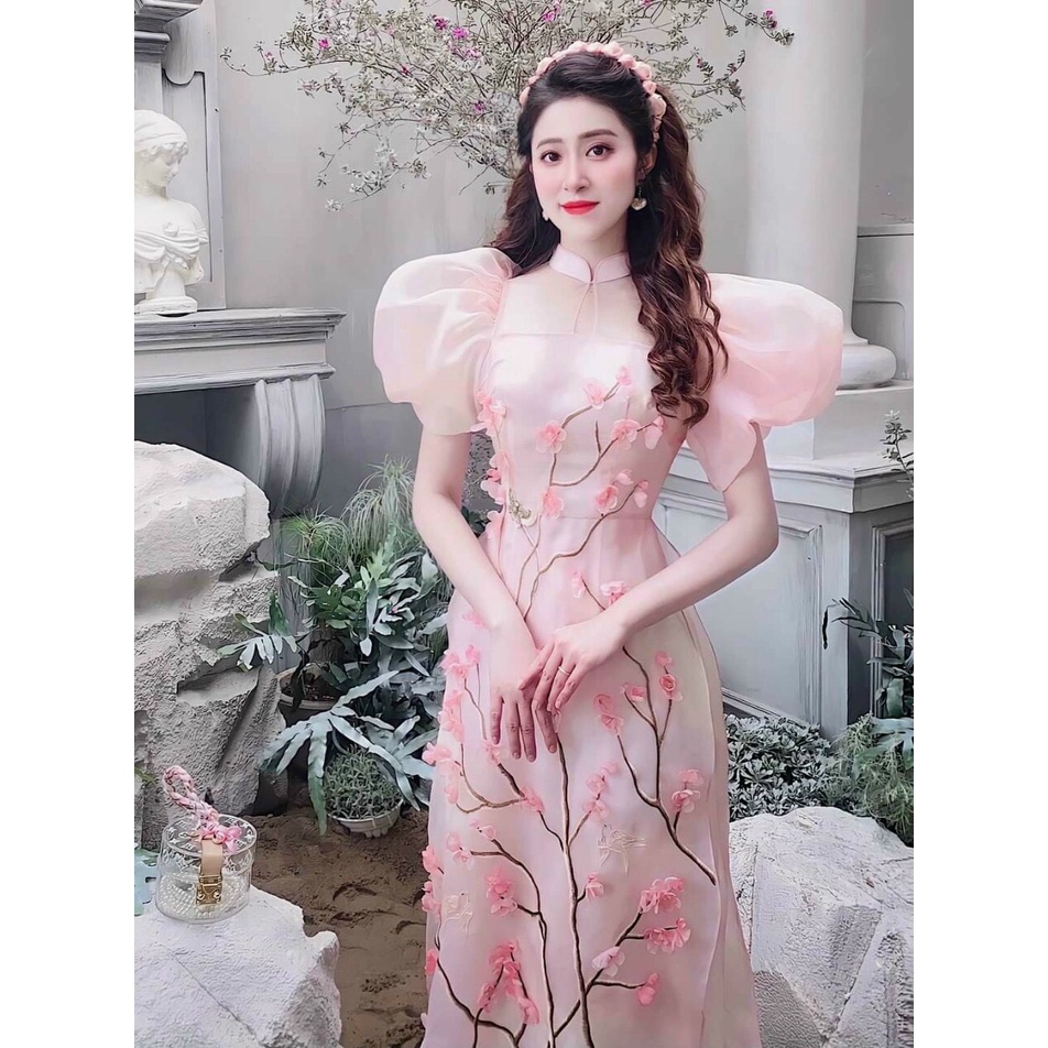 Áo dài cách tân tơ organza 4 tà dáng phồng ⚡️Hàng Cao Cấp⚡️ xinh xắn  – Tây Phương