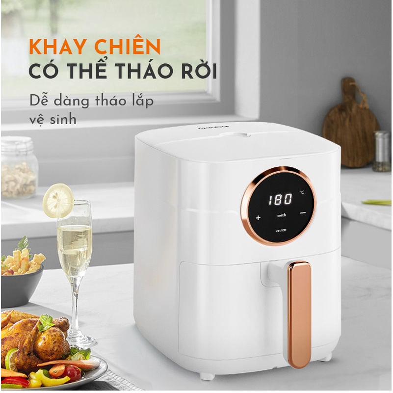 Nồi chiên không dầu GAABOR GA-E45A02 dung tích 4.5L - Thép không gỉ - Giá rẻ - Hàng chính hãng
