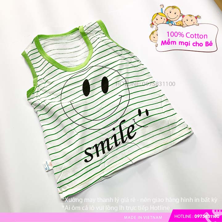 Áo kẻ ba lỗ sát nách trẻ em 100% cotton made in việt nam giá thanh lý