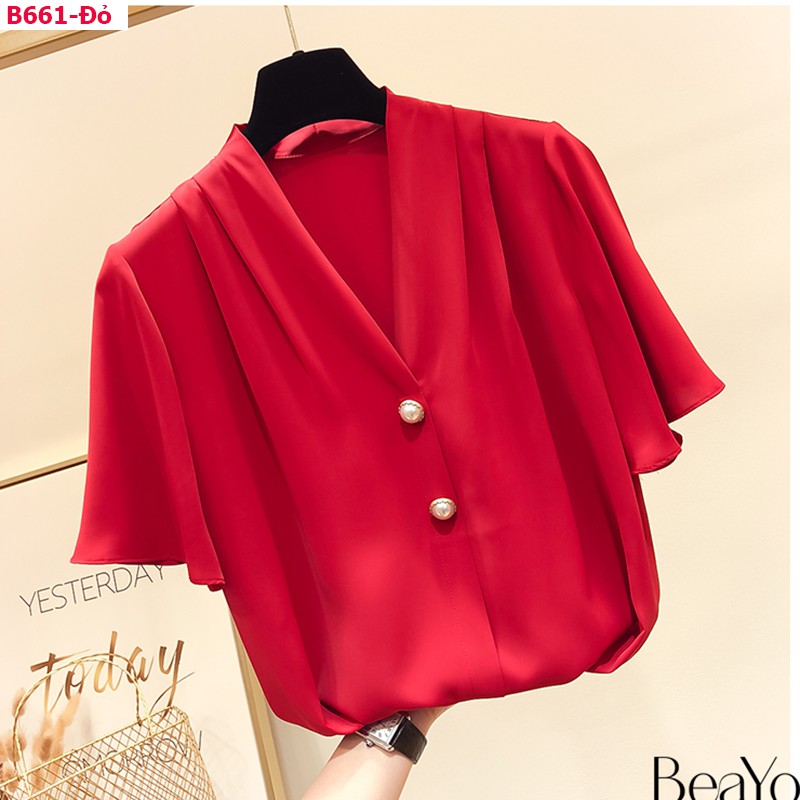 B661- ÁO CỔ V TAY CÁNH TIÊN