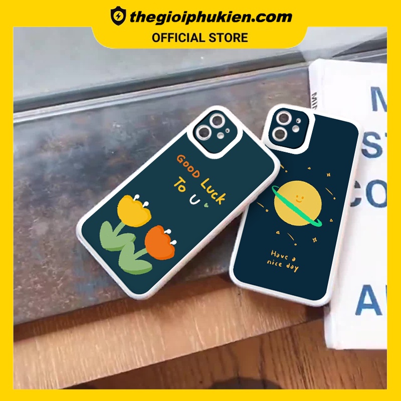 Ốp iphone - Ốp lưng iphone cạnh vuông viền camera Good luck nice day dành cho ip 6 đến 14promax - ng142