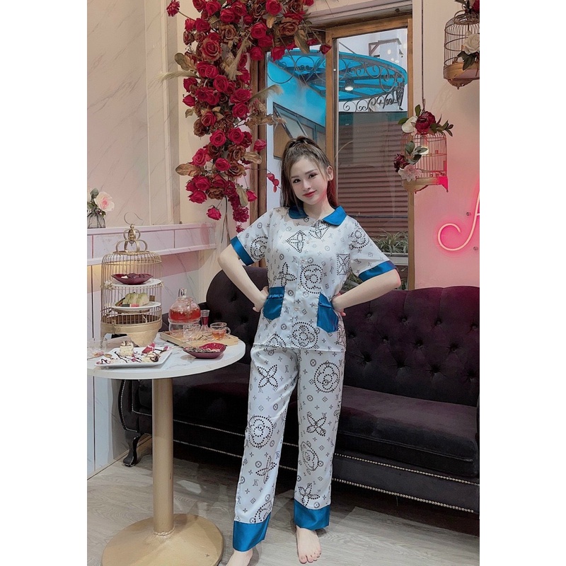 Đồ bộ pijama nữ tay ngắn quần dài lụa mango,lụa latin cao cấp mặc nhà hay dạo phố đều thoải mái, mẫu phối bèo cổ sen hot