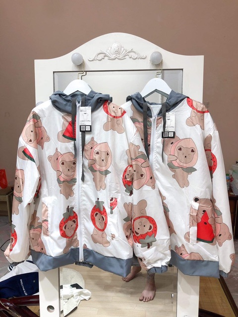 Khoác gió gấu 2 lớp phối mũ HSN877