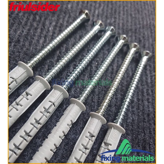 Túi 50 cái tắc kê nhựa cao cấp Friulsider X5- 8x80 (SX tại Ý, kèm theo vít thép bằng mạ kẽm)