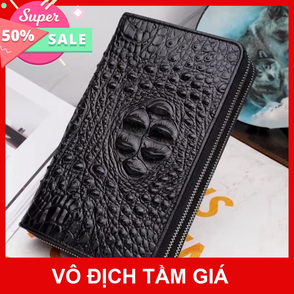 Ví Cầm Tay Clutch Nam Cao Cấp Da VÂN CÁ SẤU Mềm Đẹp Nhiều Ngăn đựng Điện Thoại Tiền Siêu Tiện Dụng