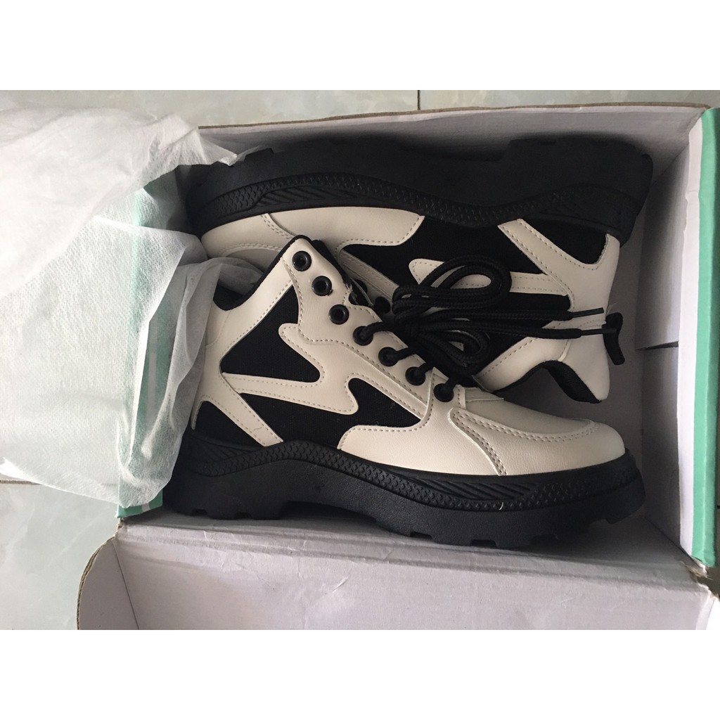 Giày Thể Thao Nữ Cổ Cao GD99 Độn đế 3-4cm,Chất liệu da PU Cao Cấp,Êm Chân, 3Màu Trắng,Đen &Vàng Phong Cách Hàn Quốc 2021 | BigBuy360 - bigbuy360.vn