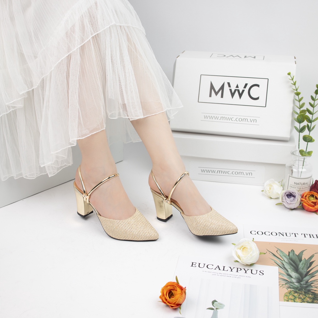 Giày MWC 3540 - Giày Cao Gót Đế Vuông 5cm, Cao Gót Mũi Nhọn, Cao Gót Quai Hậu Sang Trọng