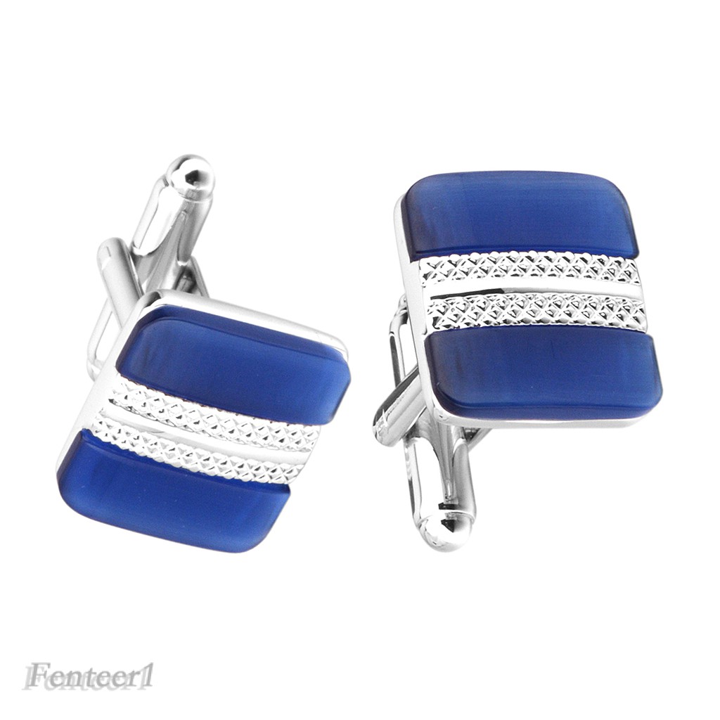 [Fenteer1] Set 2 Khuy Măng Sét Tuxedo Cổ Điển Hình Vuông Mắt Mèo Thời Trang Unisex