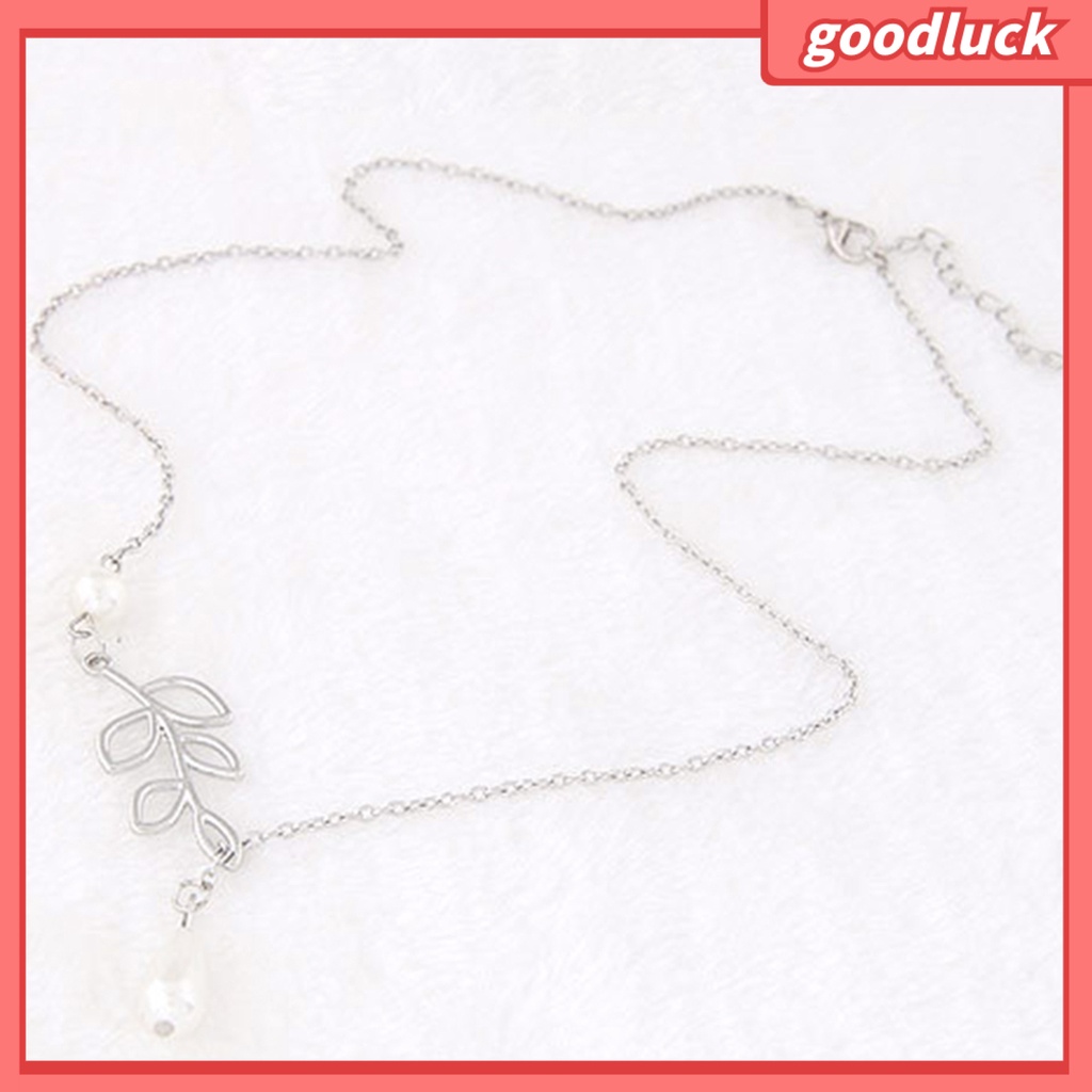 Dây Chuyền Mặt Chiếc Lá Đính Ngọc Trai Nhân Tạo Cho Nữ