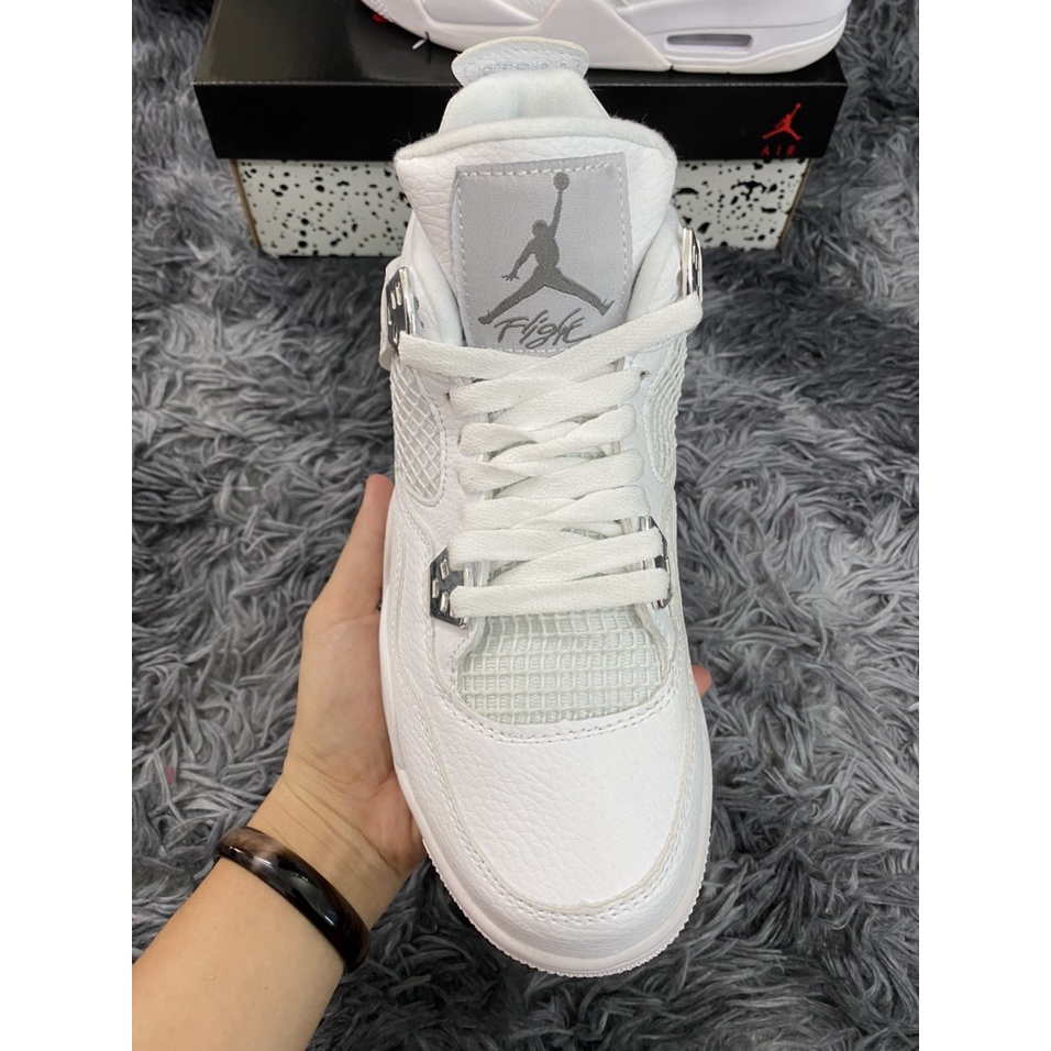 Giày thể thao airr jordan 4 hai màu ful trắng và trắng xám [ẢNH THẬT] Giày thể thao JD4  white nam nữ siêu hot