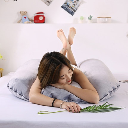 Gối chữ U cho bà bầu vải nhung mềm mịn cao cấp Ánh Sao 70 x 145 x 15 cm