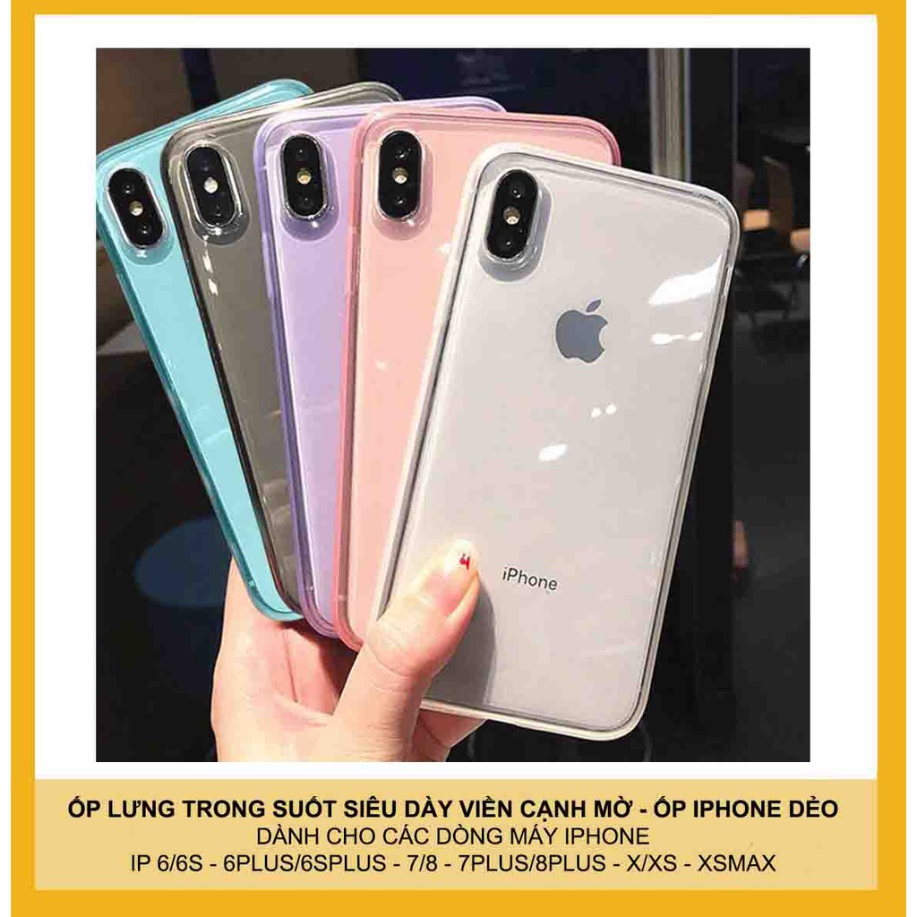 Ốp lưng trong suốt siêu dày viền mờ iphone 5/5s/6/6s/7/8/7plus/8plus/Xs/Xsmax/11/11promax H1-1 | BigBuy360 - bigbuy360.vn