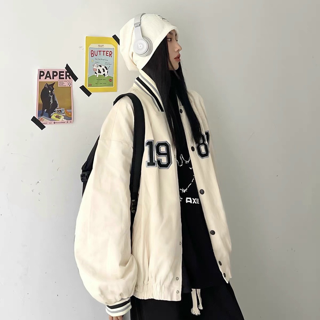 Áo Bomber Kaki Be 1987 [FREE SHIP] Khoác cổ tàu dáng rộng khuy bấm CHIC.CLOTHES