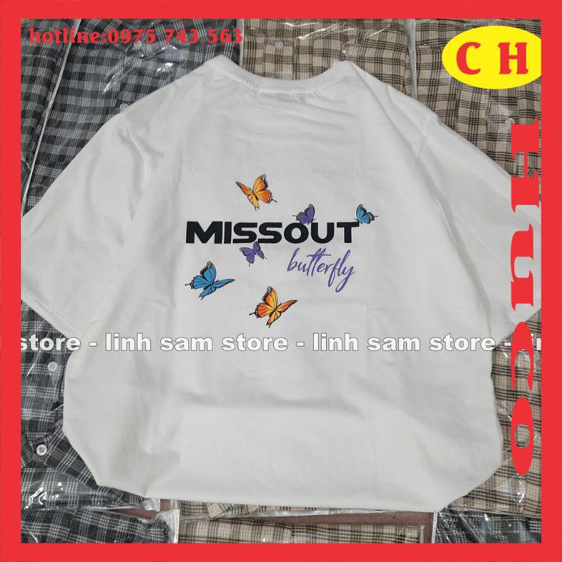 áo thun tay lỡ form rộng unisex🦋áo phông missout nam nữ oversize in hai mặt unisex🦋chất cotton kèm phụ kiện túi đeo chéo