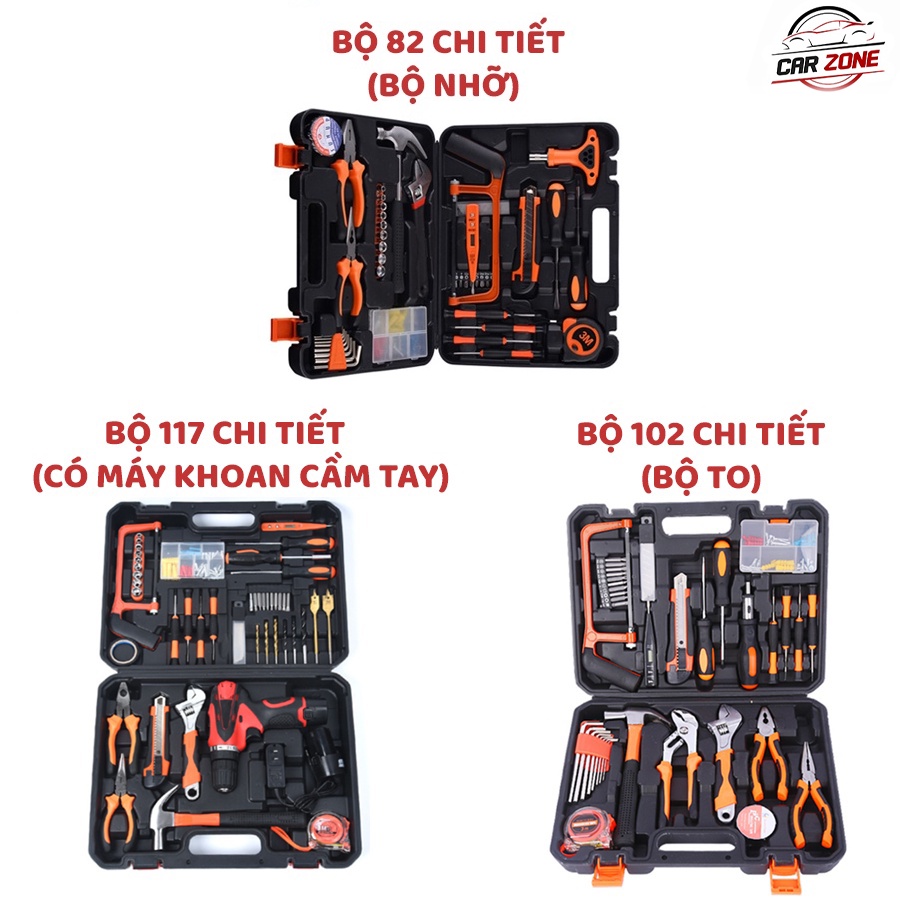 Bộ dụng cụ sửa chữa đa năng 82 102 117 món tiện dụng, bộ đồ nghề sửa chữa đa năng ô tô và xe máy