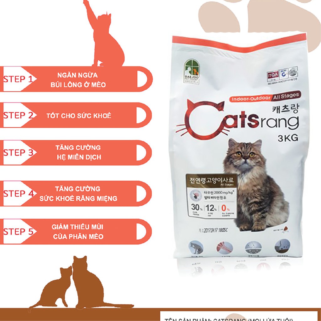 🧧[SALE LỚN] 🧧 THỨC ĂN MÈO CATSRANG - 1 kg - Nhập Khẩu HÀN QUỐC - ( Thức Ăn Khô,Thức Ăn Hạt, Cám Mèo)