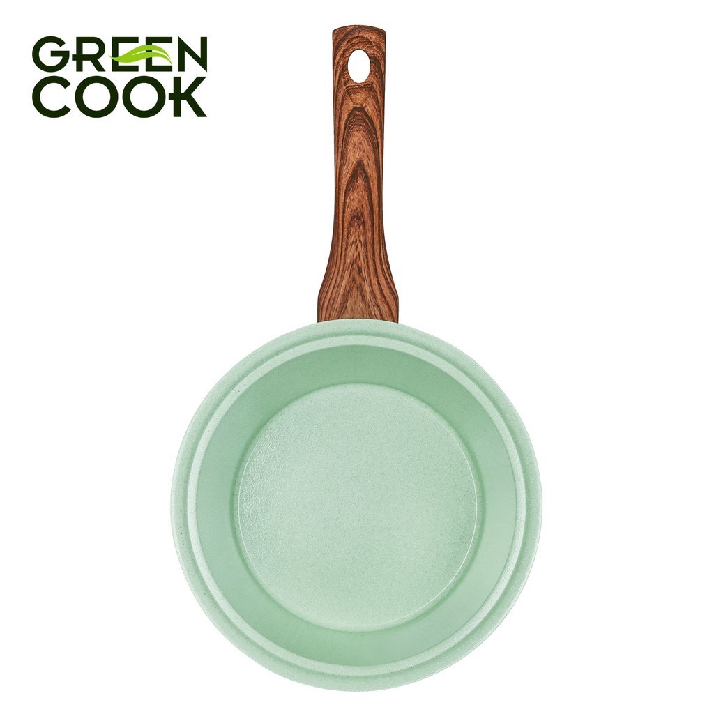 Chảo Chống Dính Đáy Từ Đúc Men Đá Ceramic Xanh Ngọc Green Cook GCP06 size 20-24-26cm công nghệ Hàn Quốc