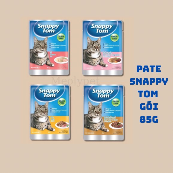 [Bao bì mới] Pate Snappy Tom gói 85g thức ăn ướt cho mèo trưởng thành