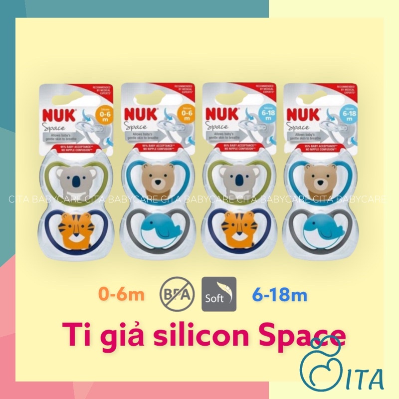 [SALE] Bộ 2 ty giả chỉnh nha Space Silicon 0-6m, 6-18m, 18-36m