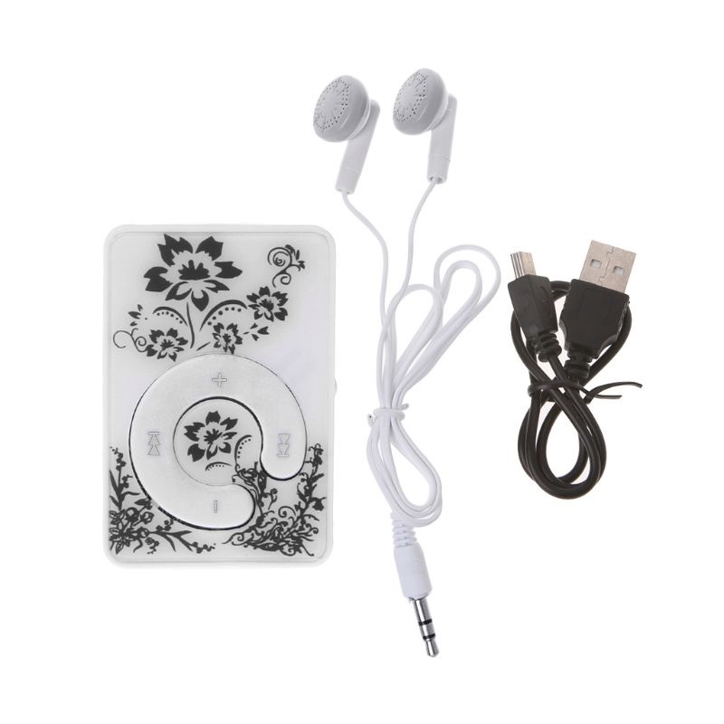 Máy Nghe Nhạc MP3 Mini 32GB Có Kẹp Gắn Tai Họa Tiết Hoa Xinh Xắn