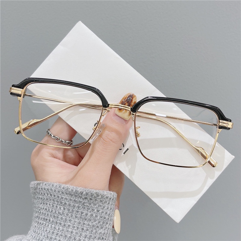 Kính mắt gọng kính GM LOOK giả cận thời trang nam nữ , thiết kế vuông kim loại Bền - Đẹp Chắc chắn 21102