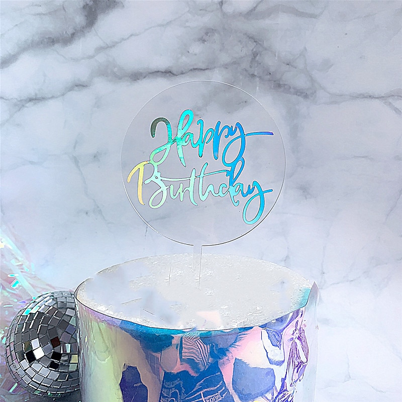 Topper Trang Trí Bánh Kem Chữ Happy Birthday Bằng Acrylic Trong Suốt